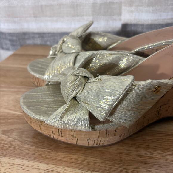 Sam & Libby Gold Metallic Wedges Size 7 - Picture 4 of 8